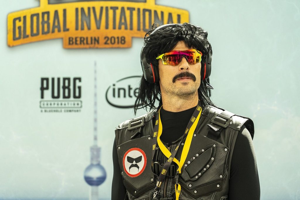Streamer Dr DisRespect on stage at the PUBG Global Invitational in Berlin, 2018